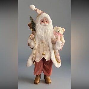 Martha Stewart Pink Santa Claus Teddy Bear & Sack of Gifts, Pinkmas